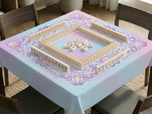 Pastel ocean-themed mahjong mat with jellyfish, bubbles, and shell details on a soft blue background.