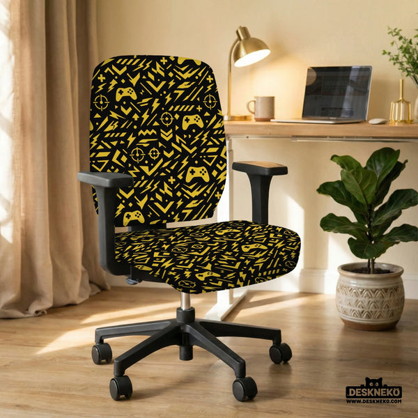 Black & Yellow Chair Cover - Deskneko