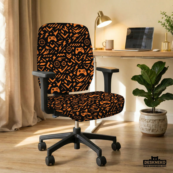 Orange Black Chair Cover - Deskneko