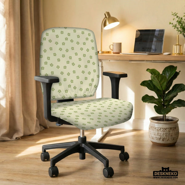 Green Floral Chair Cover - Deskneko