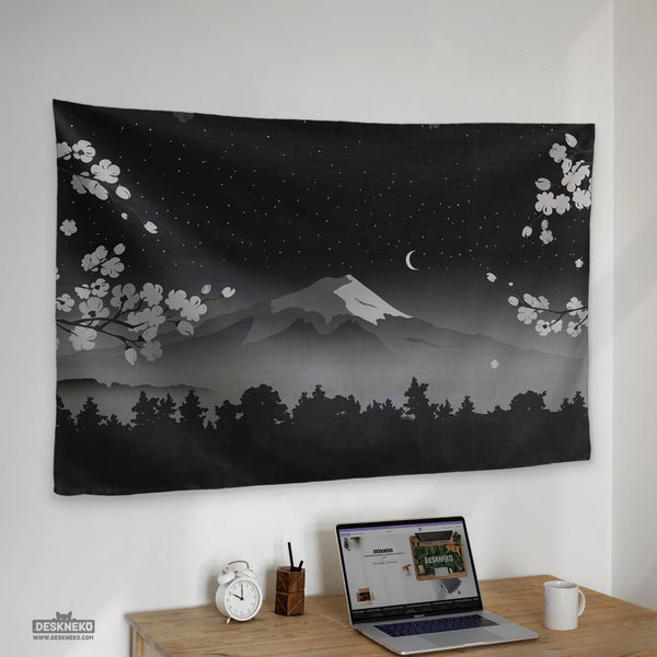 Black Mount Fuji Wall Tapestry - Wall tapestry - Deskneko - Wall Tapestries
