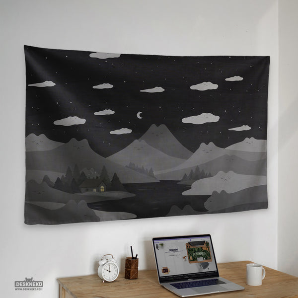 Cute Cat Mountains Wall Tapestry - Wall tapestry - Deskneko - Wall Tapestries
