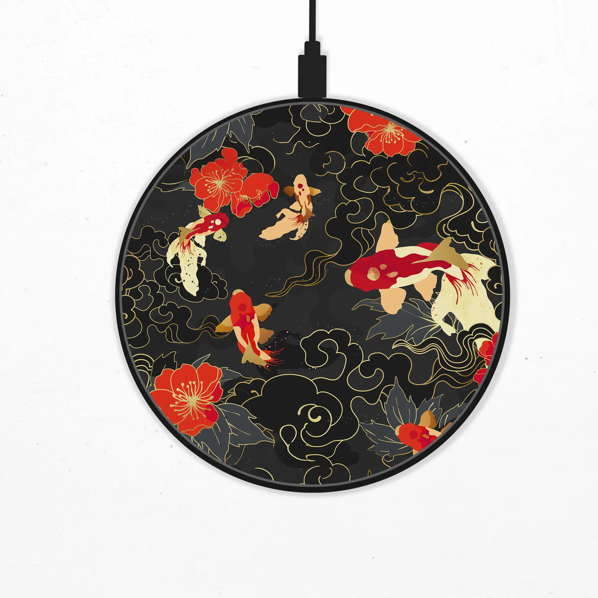 Japanese Koi Floral Wireless Charger - Deskneko