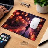 Lofi Anime Desk Mat XXL Extended Japanese Rainy Street - Deskneko