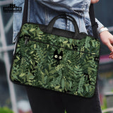 Botanical Cat Laptop Sleeve & Bag, Forest Green Aesthetic Case - Deskneko