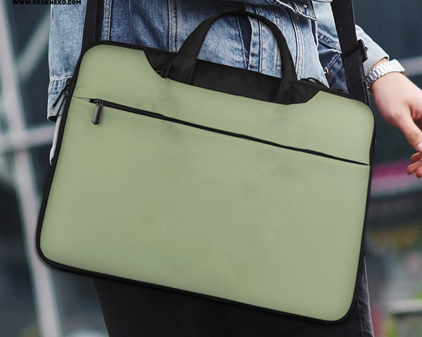 Sage Green Laptop Bag with Shoulder Strap & Handle - Deskneko
