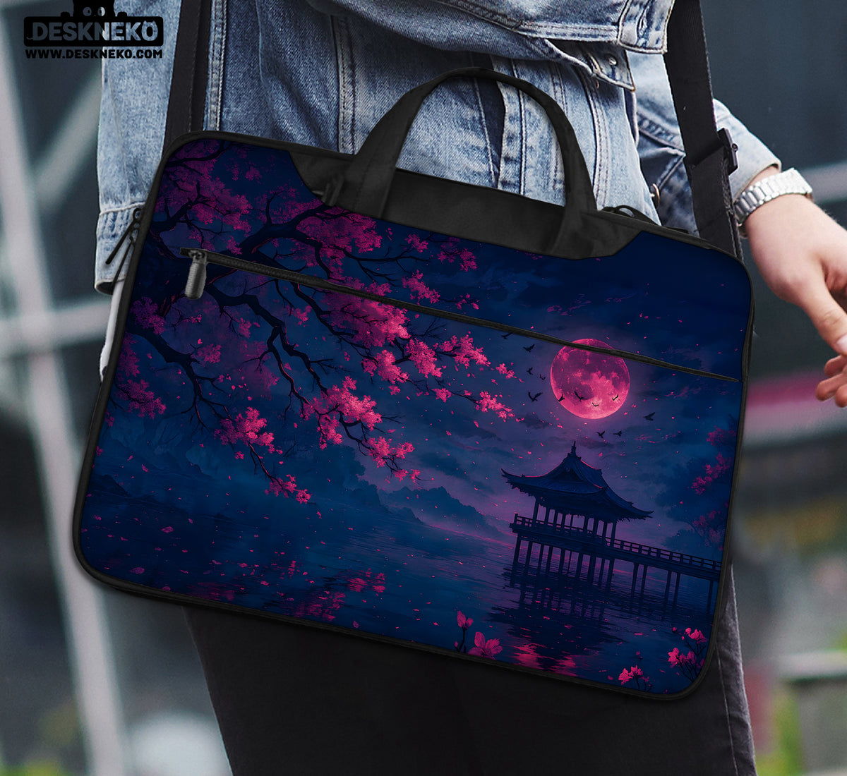 Dark Sakura Night Laptop Sleeves & Bags - Laptop Sleeve - Deskneko - Laptop Sleeves & Bags