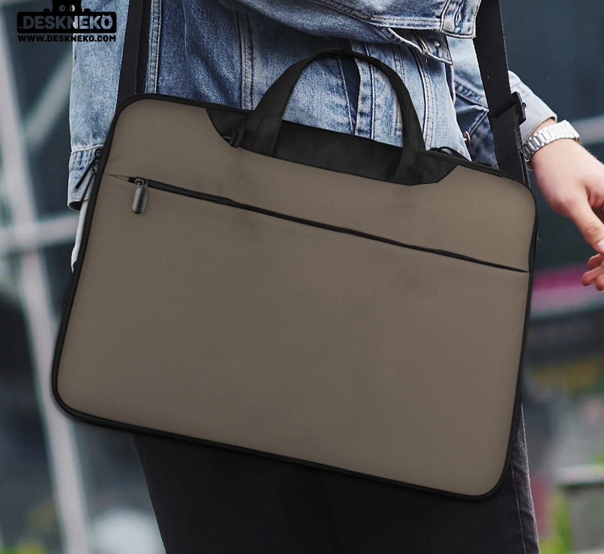Cocoa Laptop Sleeve Case, Minimalist Padded Notebook Cover - Deskneko