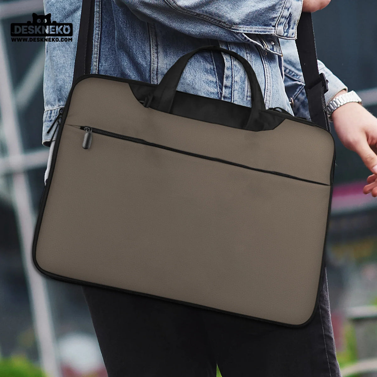 Cocoa Laptop Sleeve Case, Minimalist Padded Notebook Cover - Deskneko