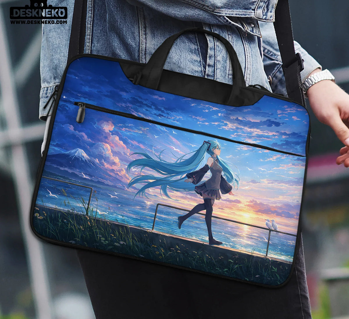 Blue Anime Laptop Sleeve with Handle - Deskneko