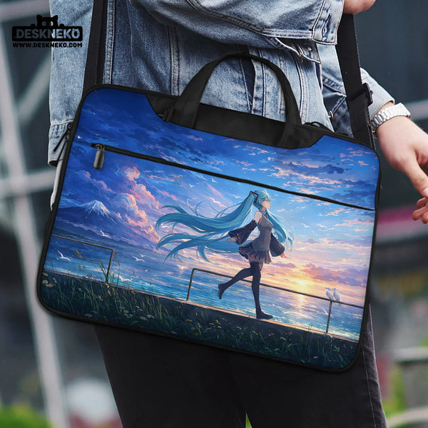 Blue Anime Laptop Sleeve with Handle - Deskneko