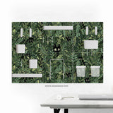 Botanical Cat Desk Pegboard Organizer, Forest Green Workspace Storage - Deskneko