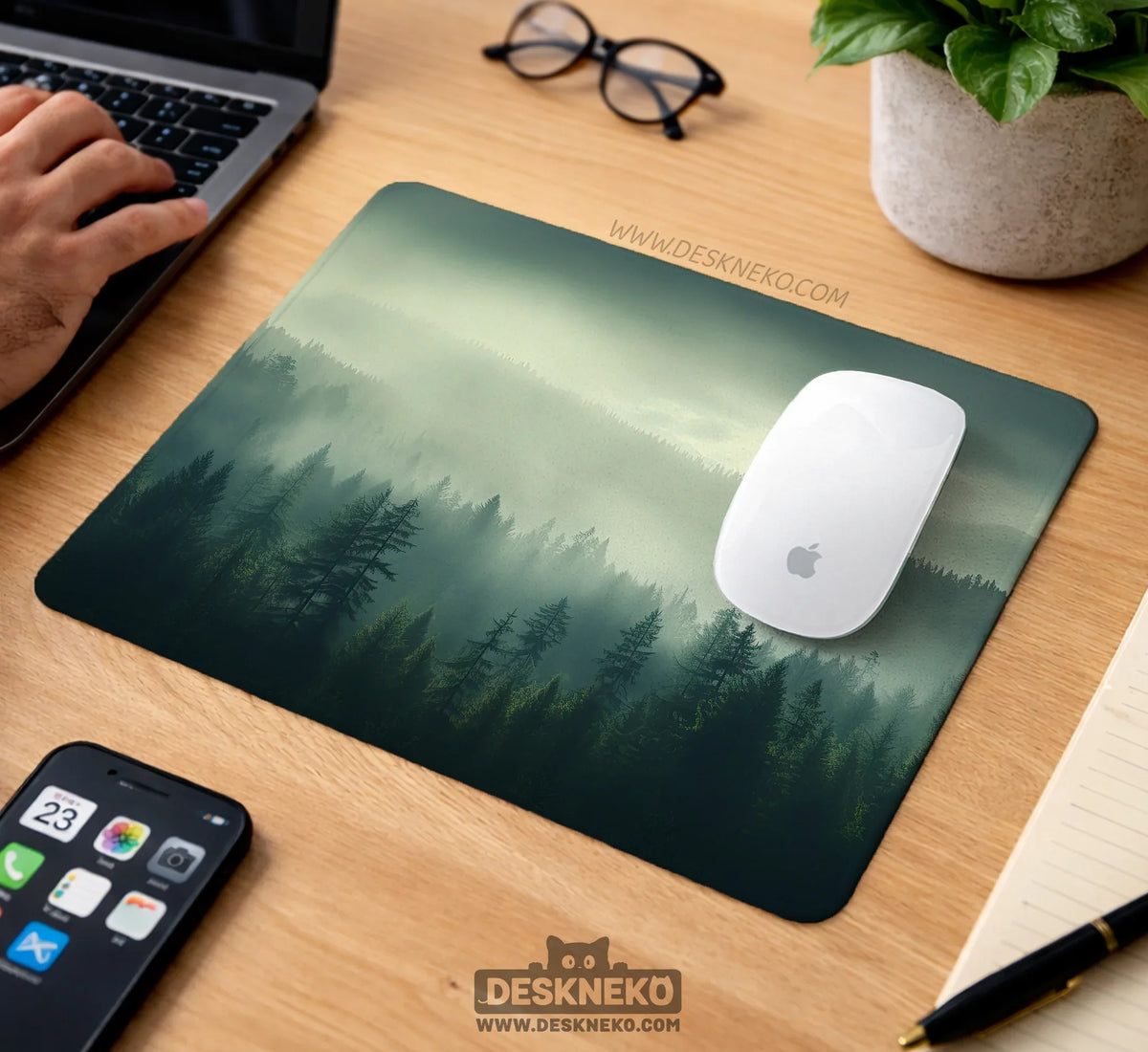 Sage Green Forest Desk Mat Extended XXL Mousepad - Deskneko