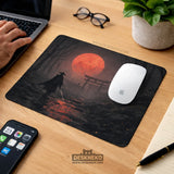 Samurai Red Moon Ergonomic Mousepad & Keyboard Wrist Rest - Deskneko