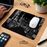 Black White Tokyo Night Desk Mat, Cyberpunk Japanese Street Mousepad - Deskneko