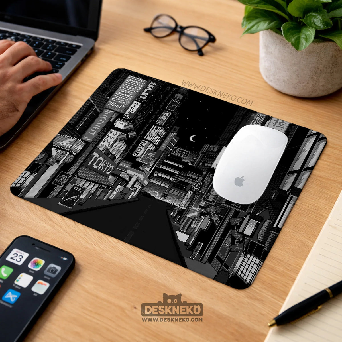 Black White Tokyo Desk Mat - Deskneko