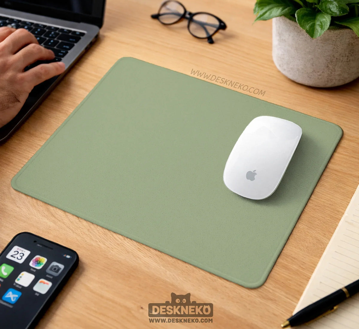 Sage Green Ergonomic Mousepad with Wrist Support for Desk - Deskneko
