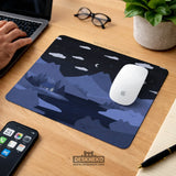 Navy Blue Mousepad Wrist Rest With Cat Shaped Hills - Deskneko