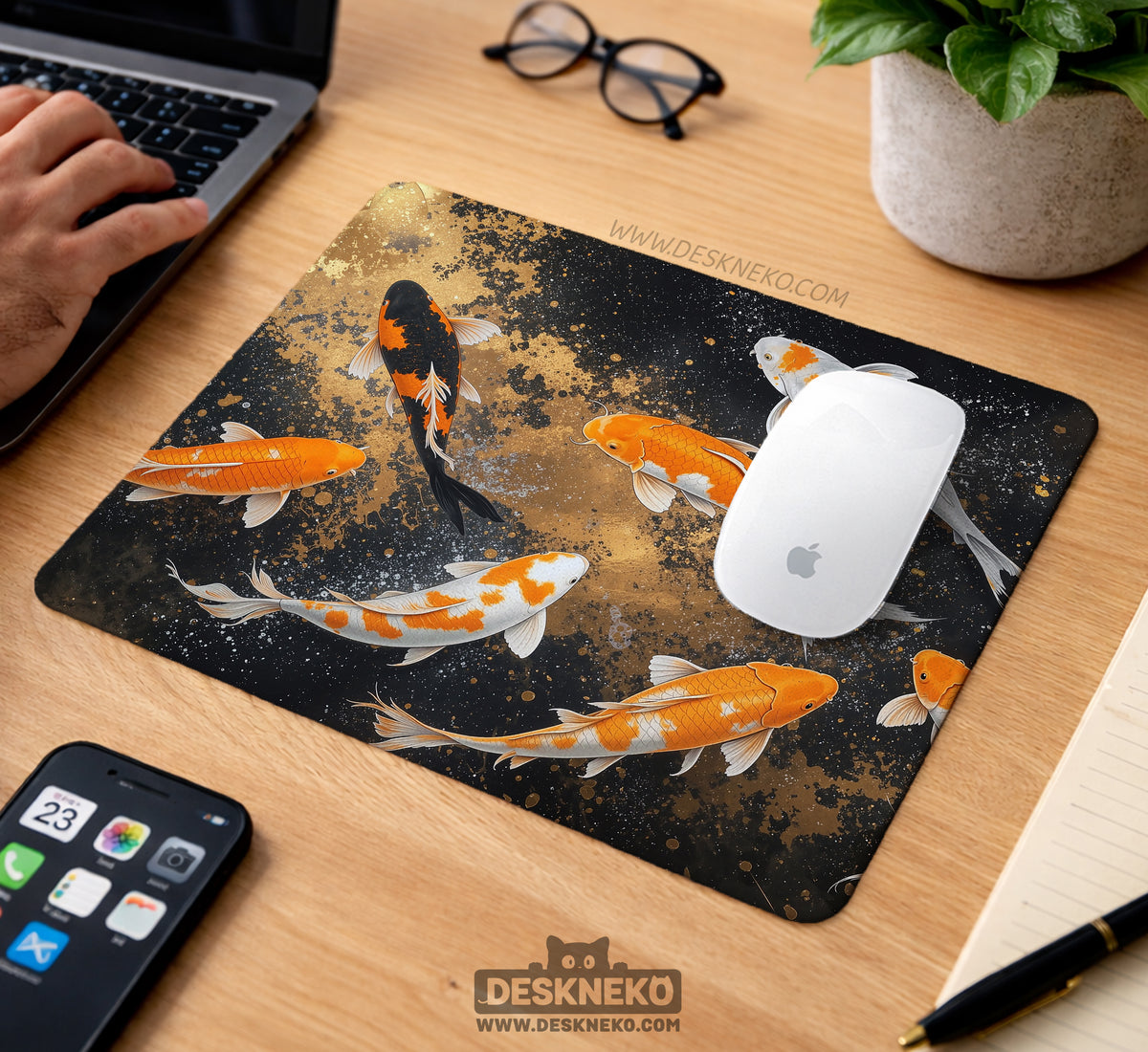 Black Gold Koi Desk Mat Mousepad - Desk Mat - Deskneko - Desk Mats & Mousepads