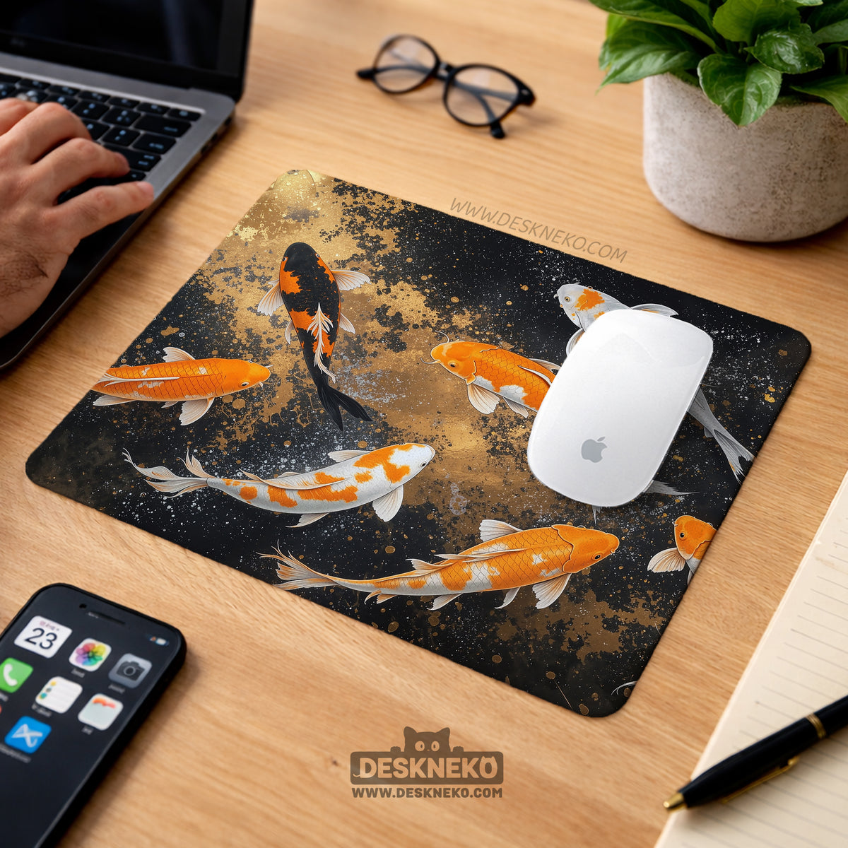 Black Gold Koi Desk Mat Mousepad - Desk Mat - Deskneko - Desk Mats & Mousepads