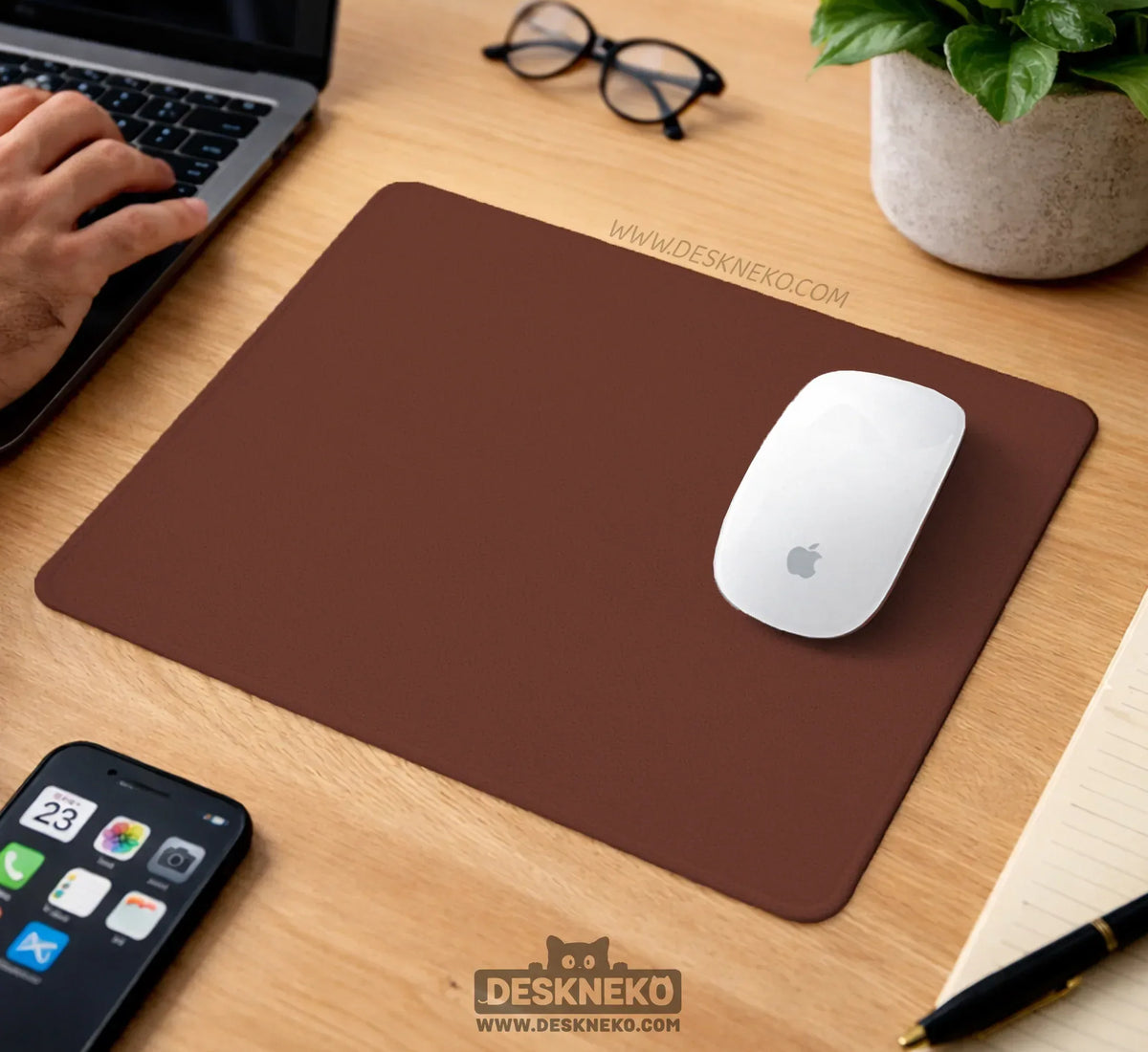 Ergonomic Mahogany Mousepad with Wrist Rest for Office and Gaming - Deskneko