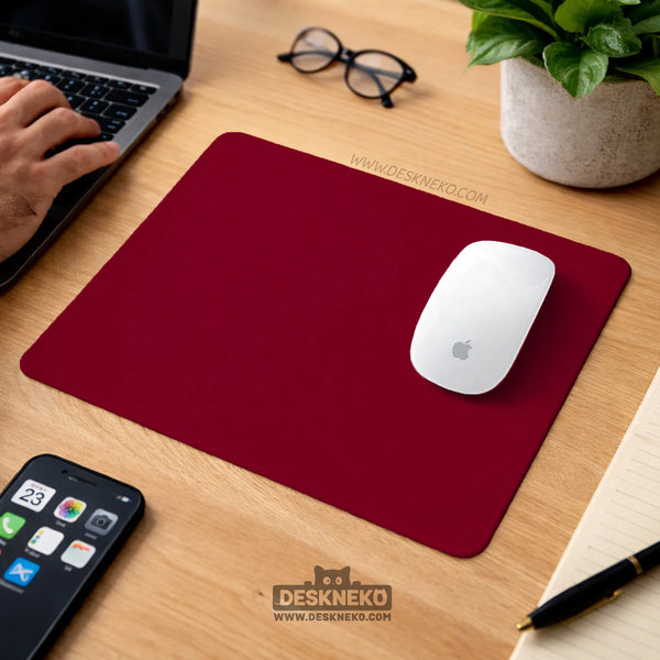 Burgundy Desk Mat for Gaming and Office Desks | Premium Mousepad - Deskneko