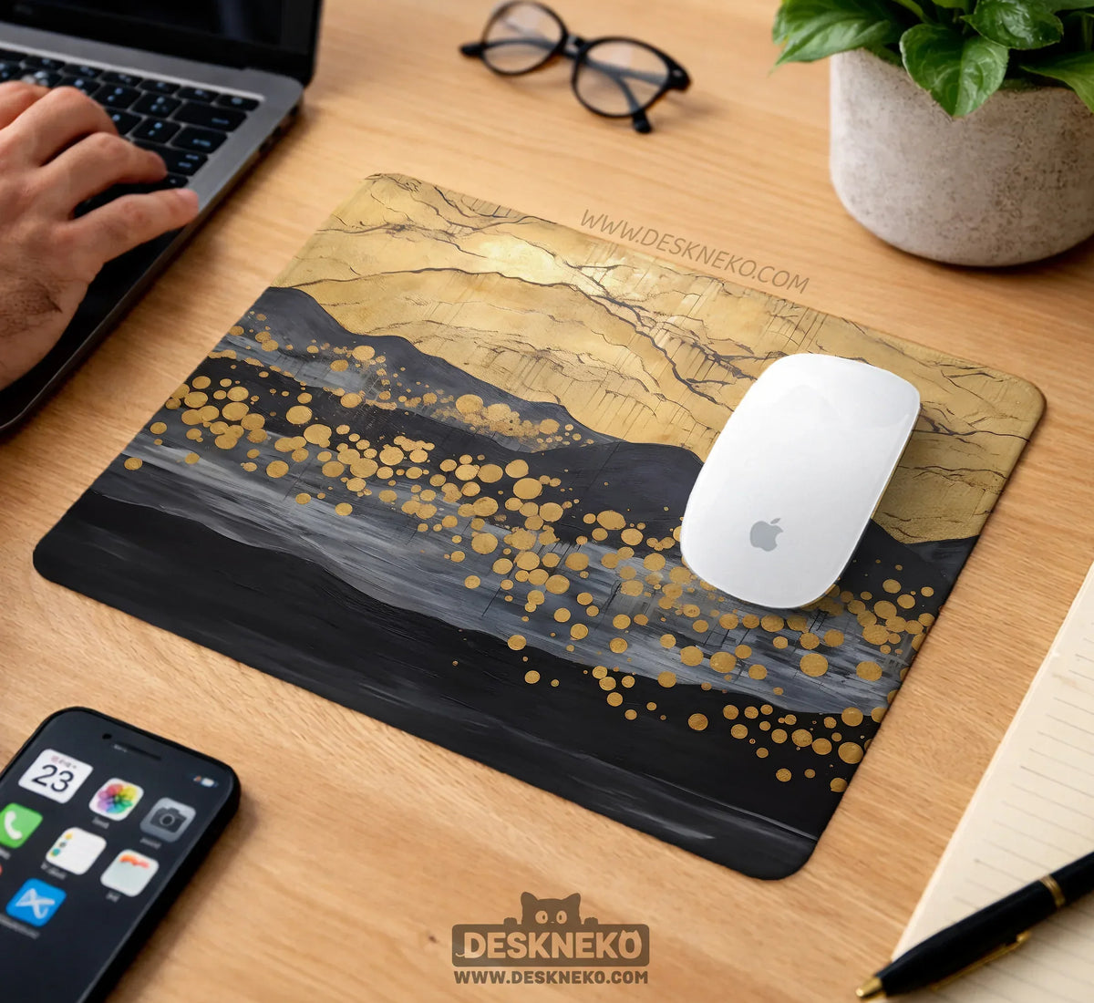 Gold Ergonomic Mousepad with Wrist Rest - Deskneko
