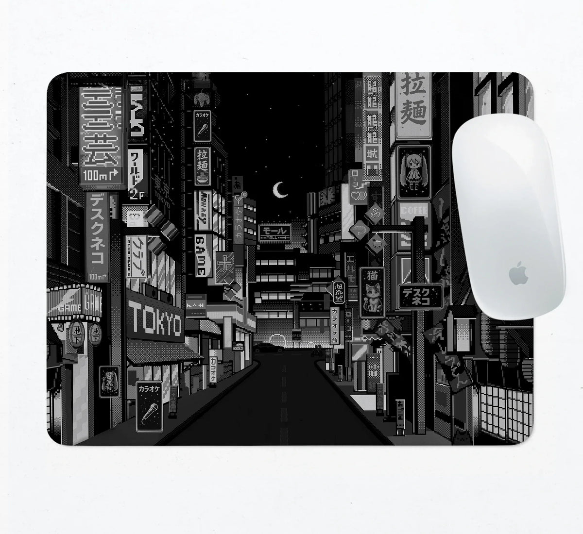 Black White Tokyo Desk Mat - Deskneko