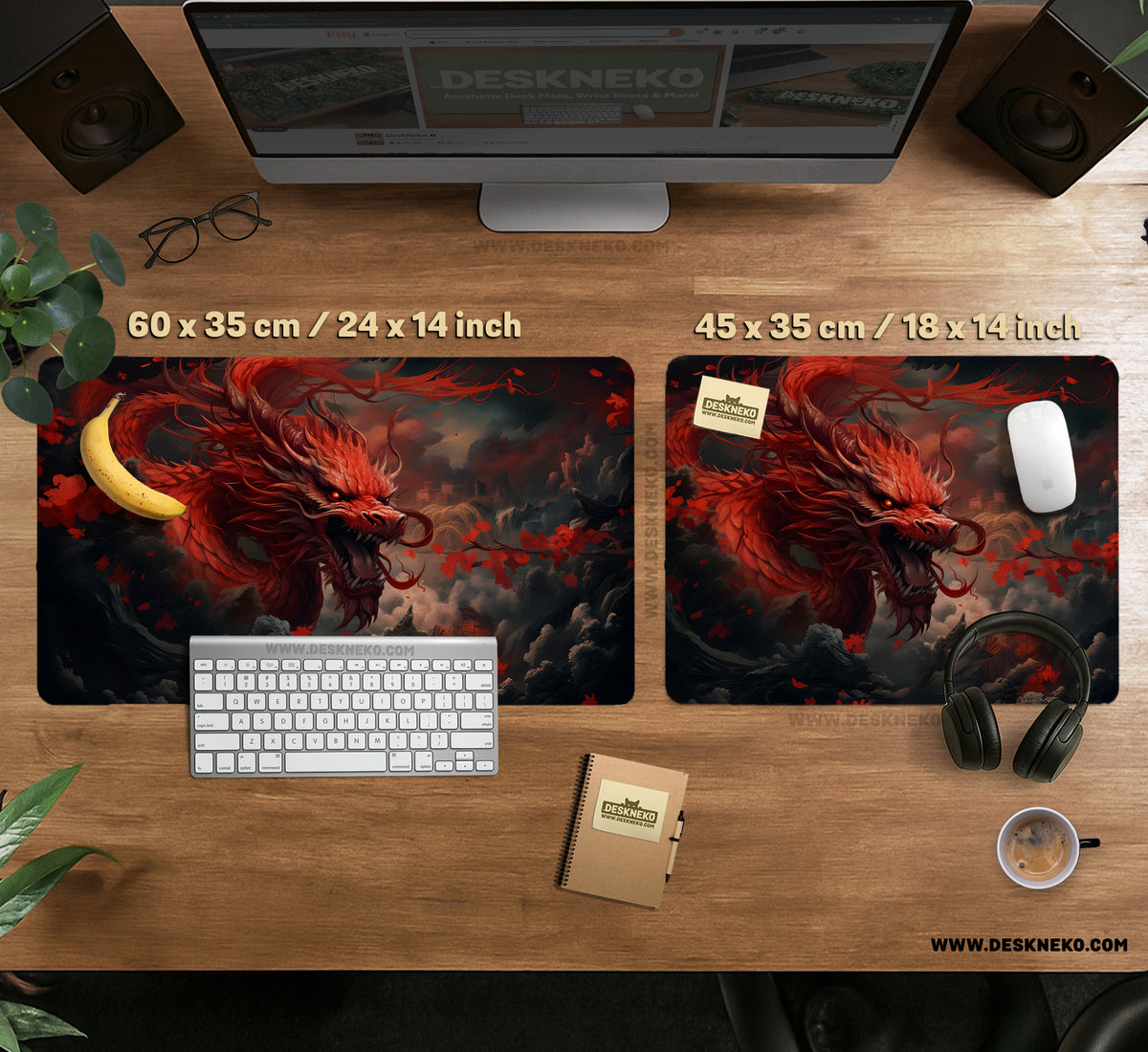 Crimson Red Dragon Desk Mat Mousepad - Desk Mat - Deskneko - Desk Mats & Mousepads