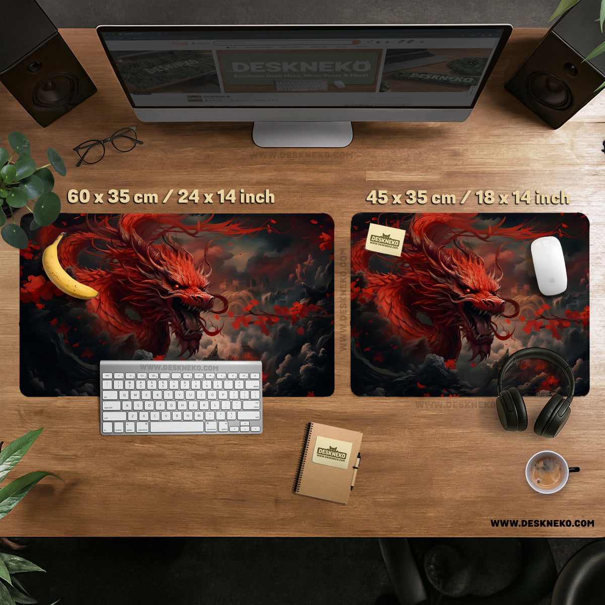 Crimson Red Dragon Desk Mat Mousepad - Desk Mat - Deskneko - Desk Mats & Mousepads