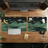 Night Forest Cats Landscape Desk Mat Mousepad XXL - Deskneko