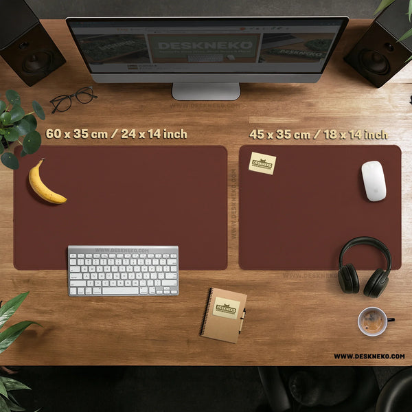 Mahogany Desk Mat Mousepad, Minimalist Brown Extended Desk Pad - Deskneko