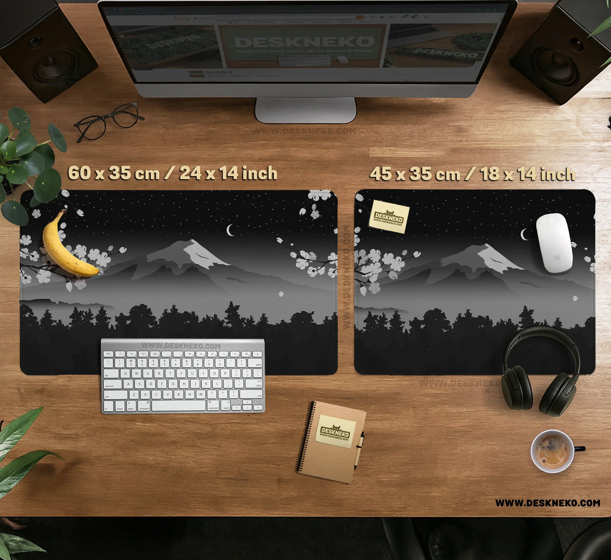 Black Mount Fuji Desk Mat - Deskneko