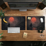 Samurai Red Moon Desk Mat Mousepad - Deskneko