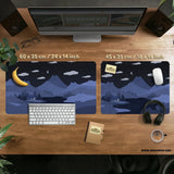 Navy Blue Mousepad With Cat Shaped Hills - Deskneko