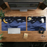 Navy Blue Mousepad With Cat Shaped Hills - Deskneko