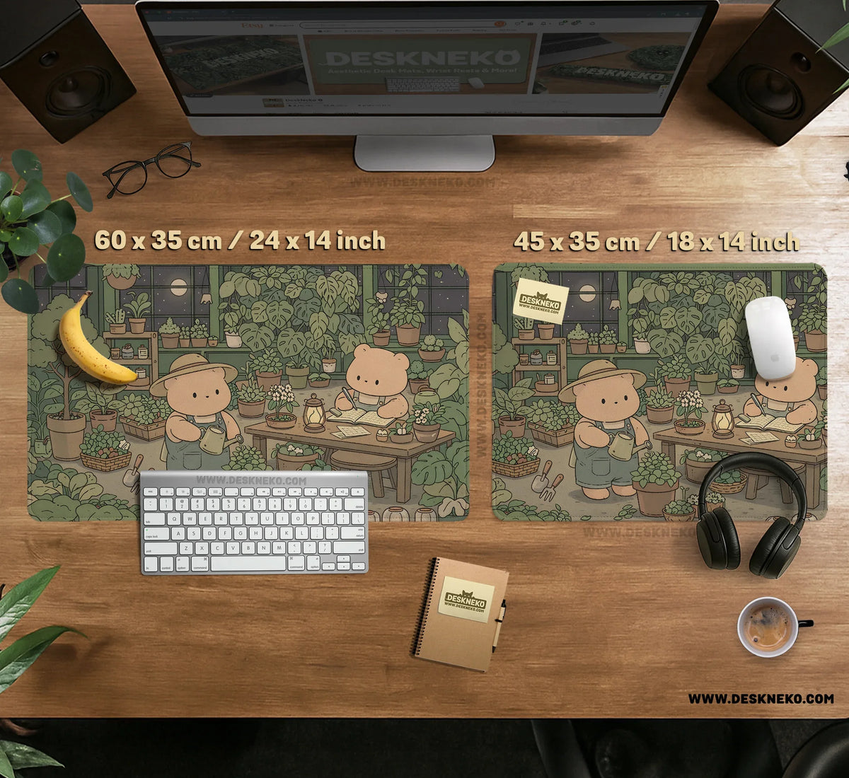 Kawaii Bear Desk Mat XXL Extended Mousepad for Keyboard and Desk - Deskneko