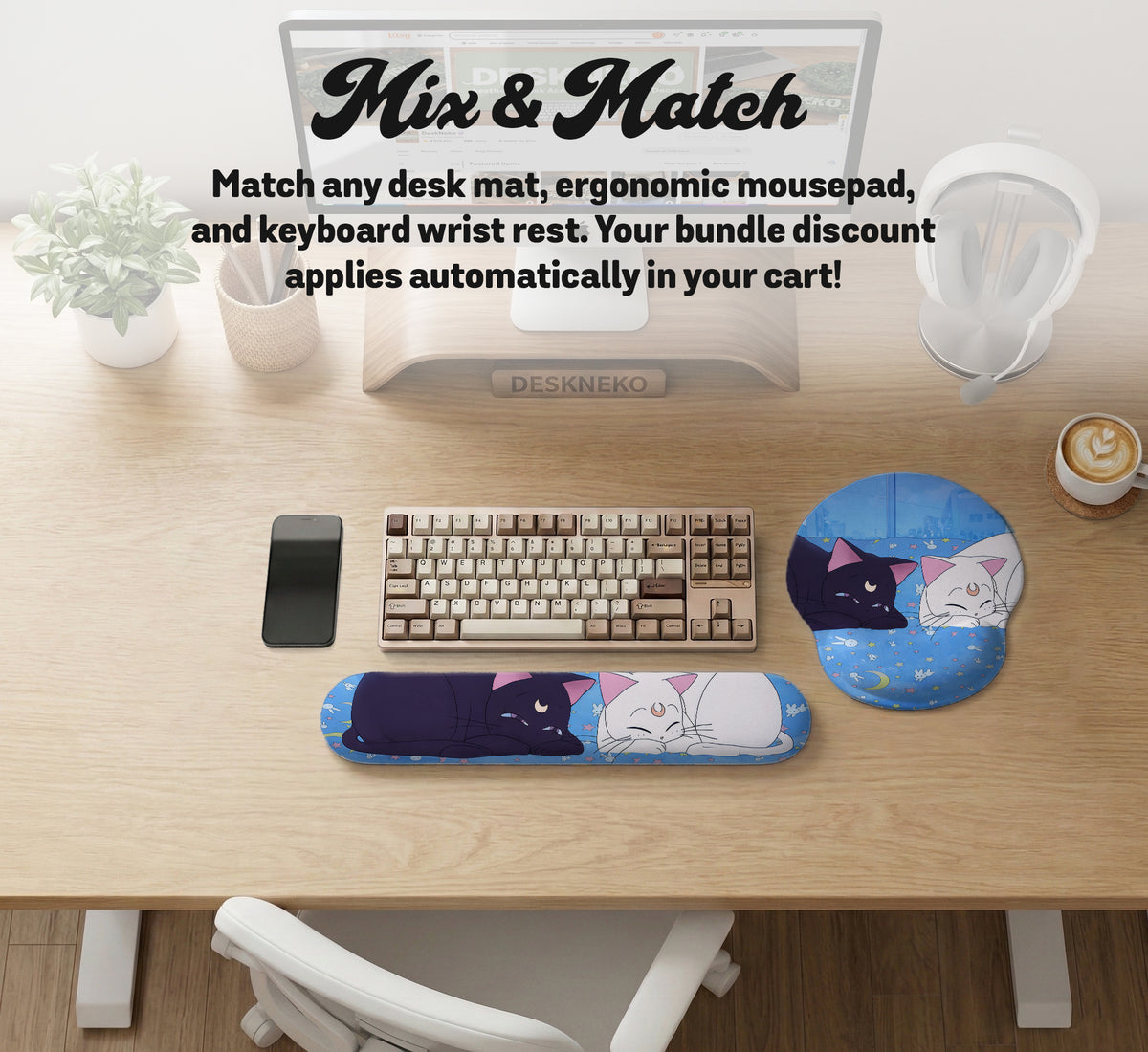 Blue Anime Aesthetic Desk Mat Mousepad - Desk Mat - Deskneko - Desk Mats & Mousepads