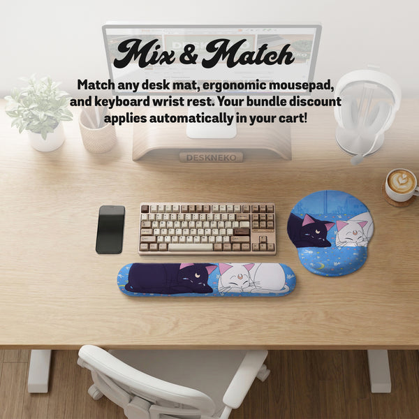 Blue Anime Aesthetic Desk Mat Mousepad - Desk Mat - Deskneko - Desk Mats & Mousepads