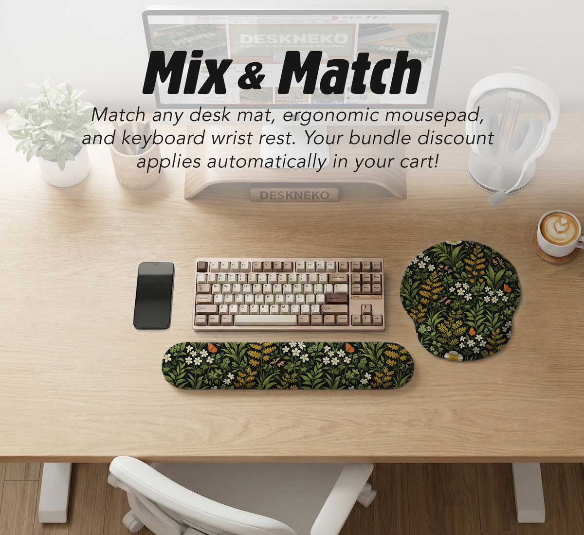 Dark Botanical Desk Mat - Desk Mat - Deskneko - Desk Mats & Mousepads