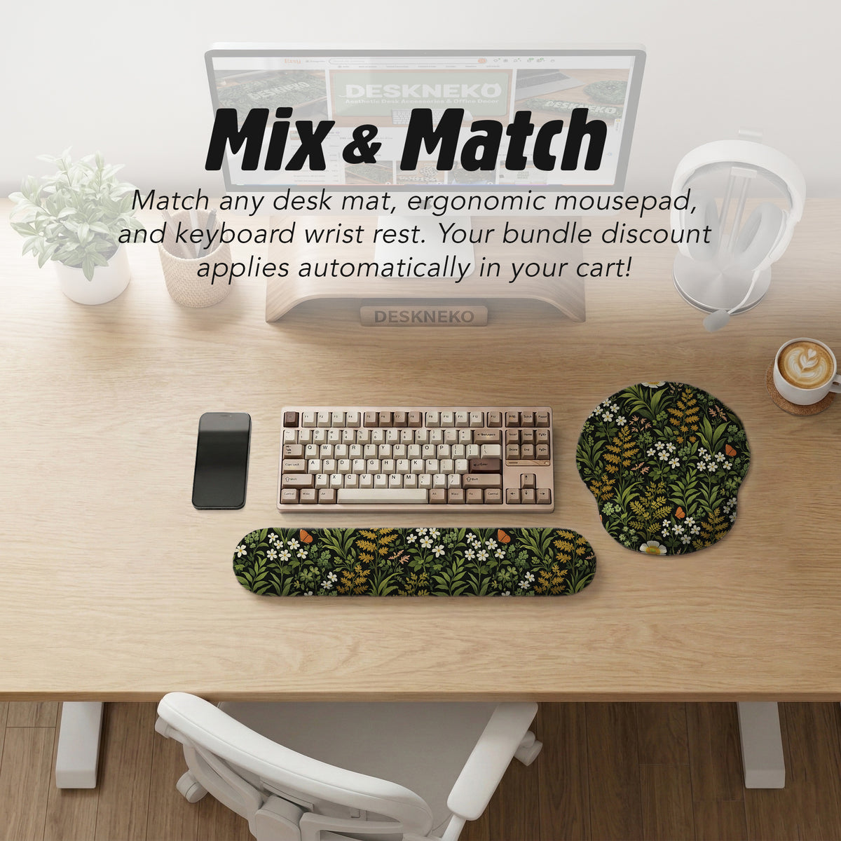 Dark Botanical Desk Mat - Desk Mat - Deskneko - Desk Mats & Mousepads