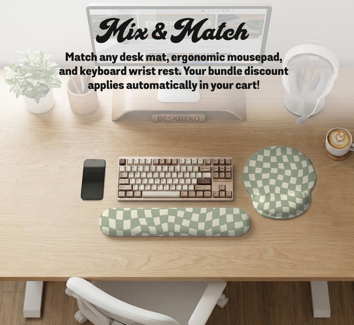 Green Checker Desk Mat - Desk Mat - Deskneko - Desk Mats & Mousepads
