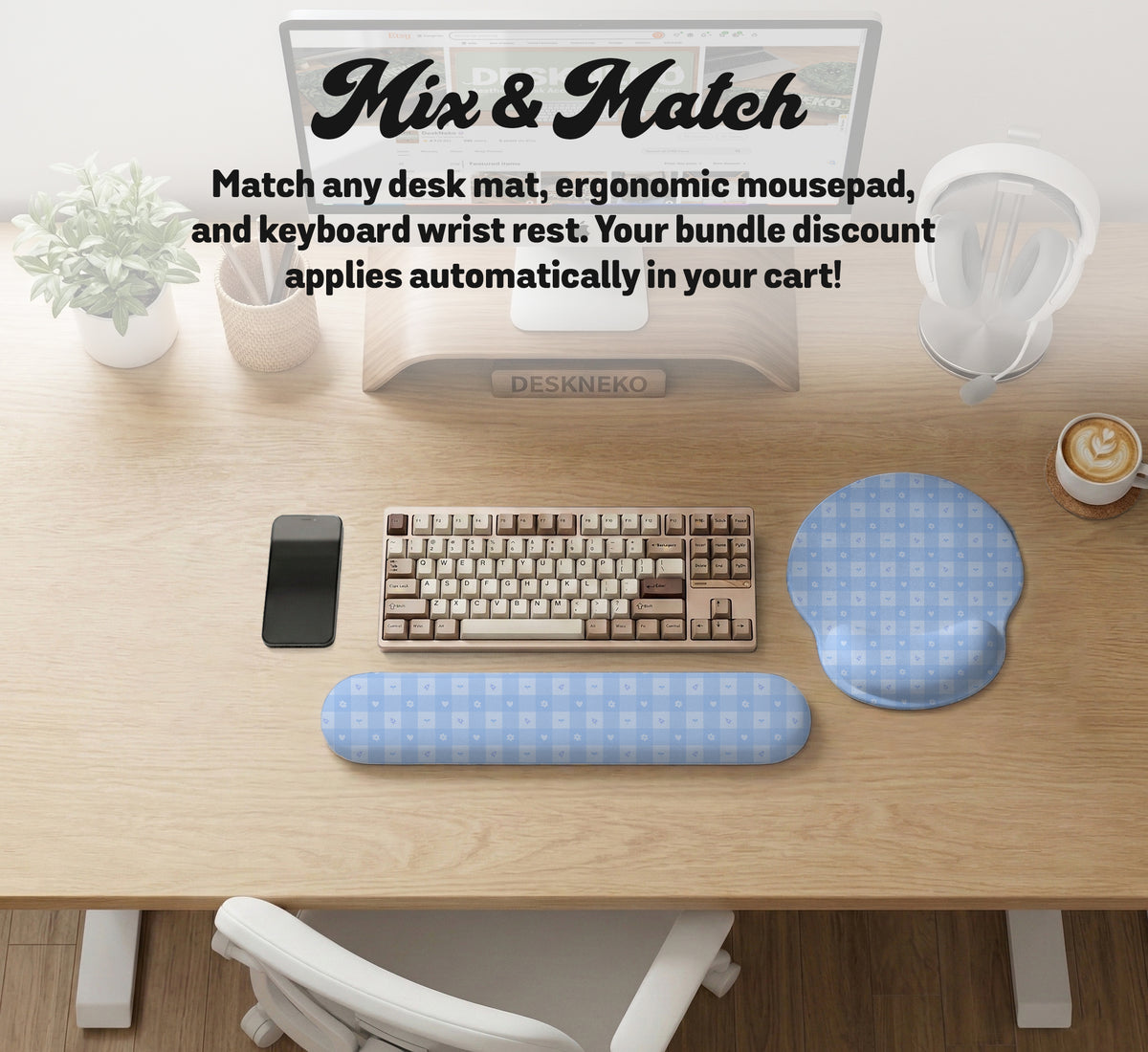 Blue Gingham Desk Mat - Desk Mat - Deskneko - Desk Mats & Mousepads