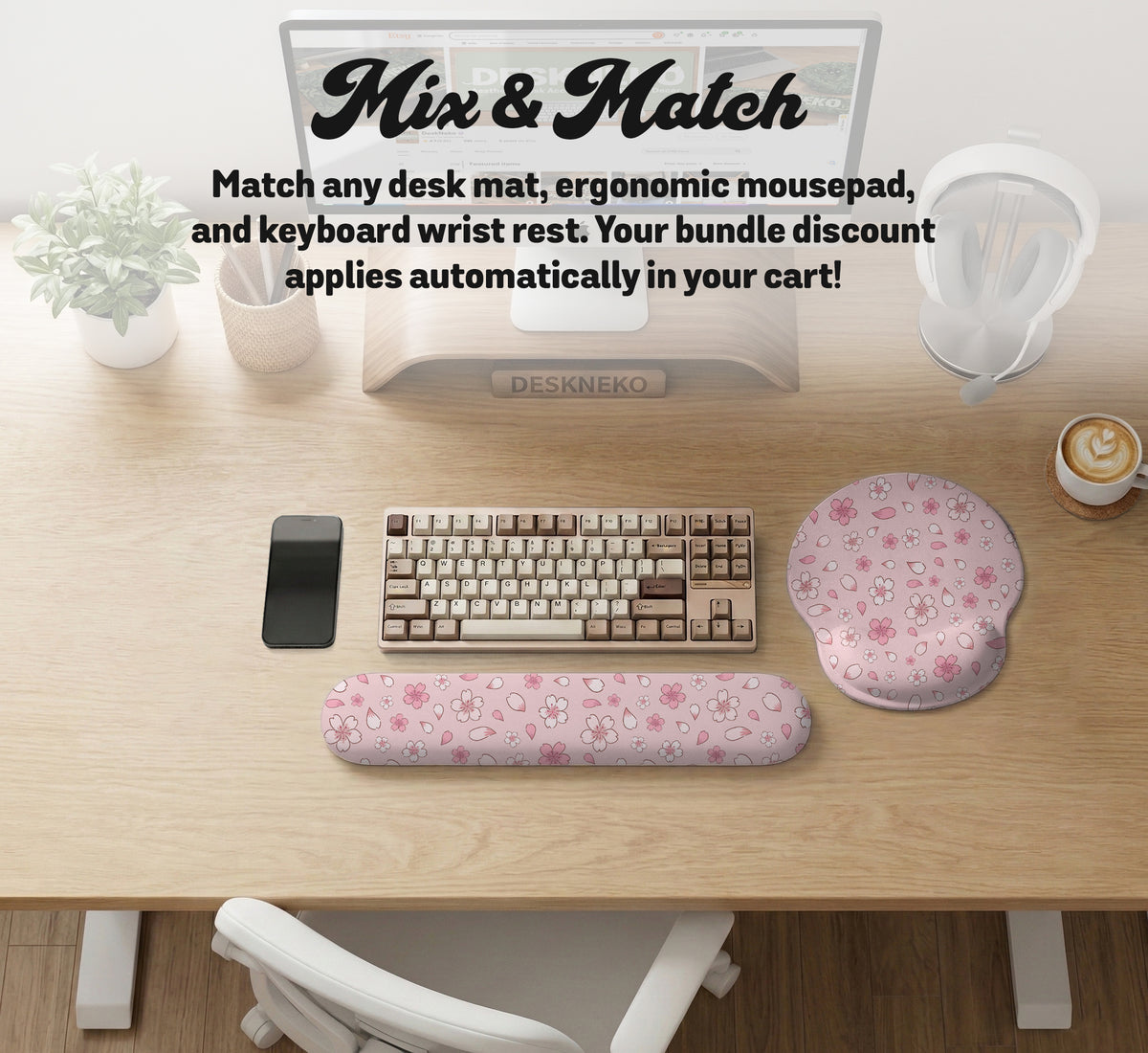 Sakura Gaming Desk Mat - LED Mousepad - Deskneko - Gaming Desk Mats