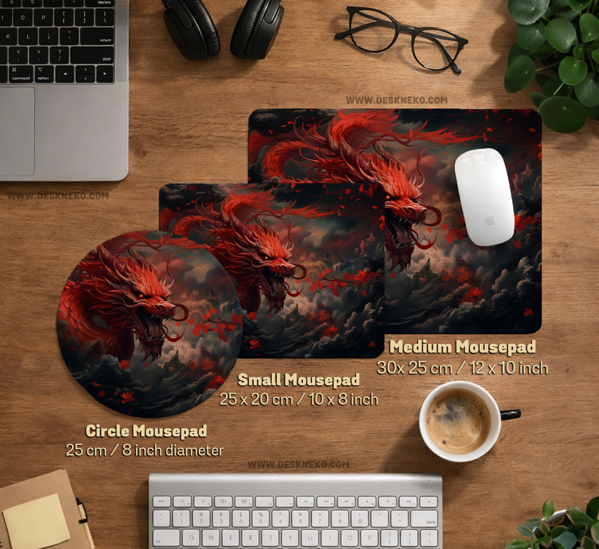 Crimson Red Dragon Desk Mat Mousepad - Desk Mat - Deskneko - Desk Mats & Mousepads