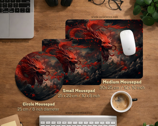 Crimson Red Dragon Desk Mat Mousepad - Desk Mat - Deskneko - Desk Mats & Mousepads