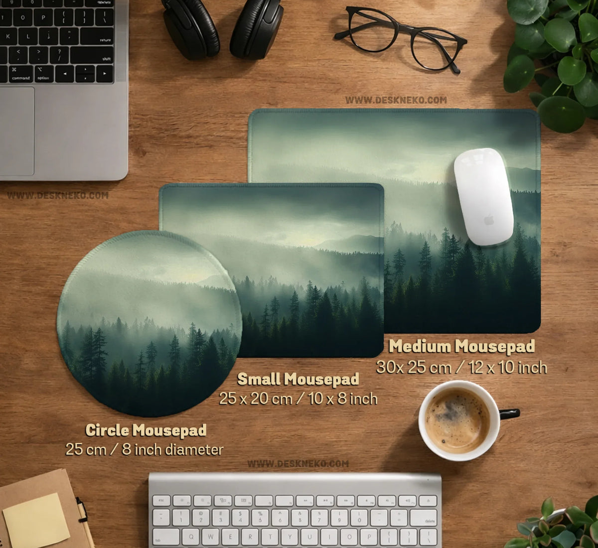 Sage Green Forest Desk Mat Extended XXL Mousepad - Deskneko