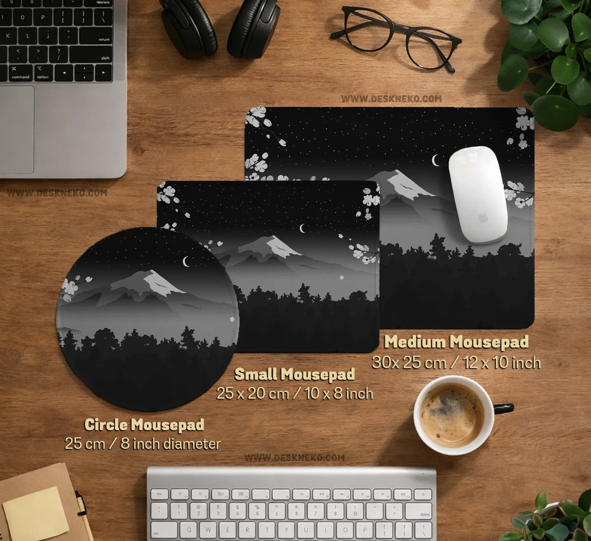 Black Mount Fuji Desk Mat - Deskneko