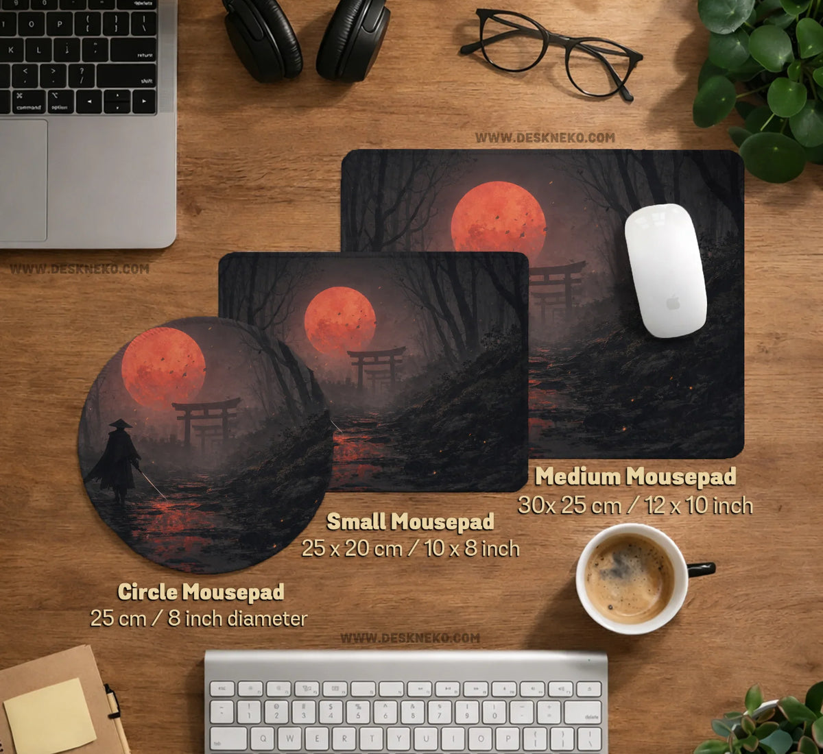 Crimson Samurai Eclipse Desk Mat Mousepad - Deskneko