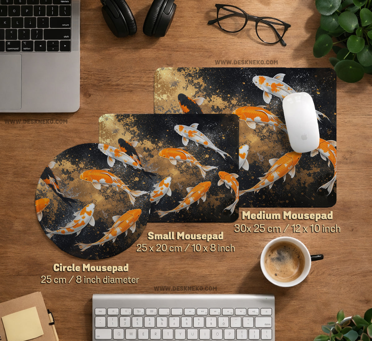 Black Gold Koi Desk Mat Mousepad - Desk Mat - Deskneko - Desk Mats & Mousepads
